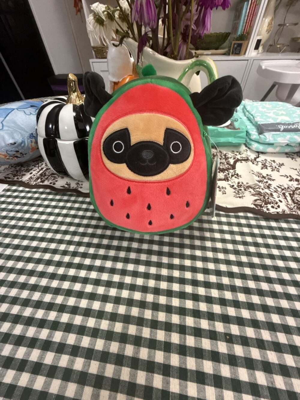 Squishmallows Prince the Pug Dressed as Wanda Watermelon Costume Squad 8" NWT